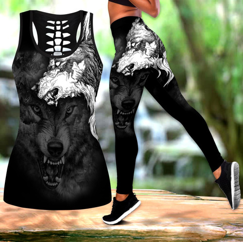 Wolf Spirit Tattoo 3D Over Printed Legging & Tank top-ML
