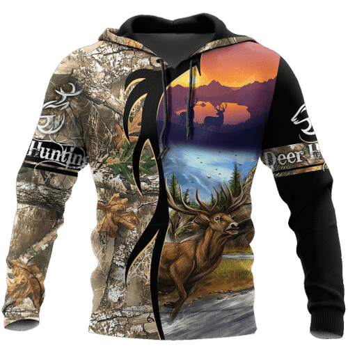 Deer Hunting 3D Over Printed Unisex Deluxe Hoodie ML