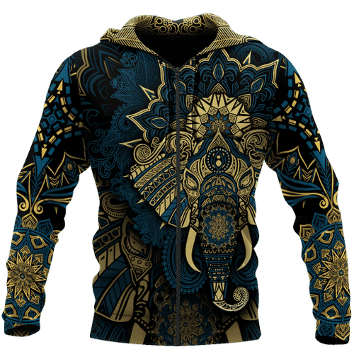 Elephant Royal Mandala Premium 3D All Over Printed Unisex Zip Hoodie