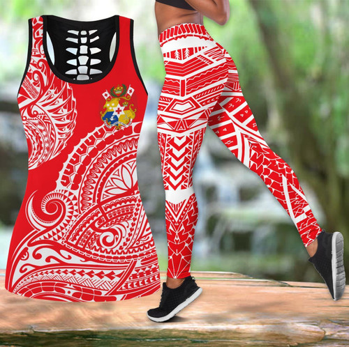 Polynesian Tonga Youthful Dynamic Style White Color Legging & Tank top ML