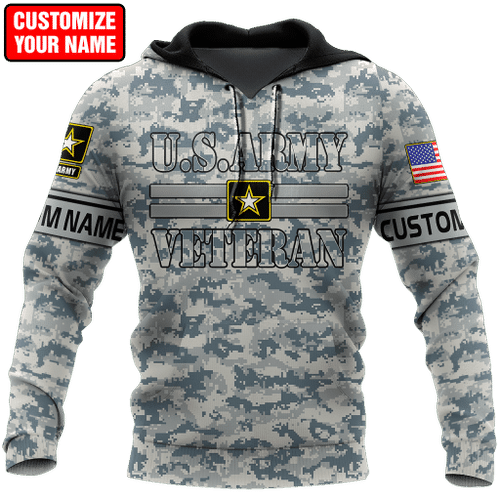 US Army Veteran Personalized Name 3D All Over Printed Unisex Hoodie