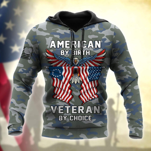 American By Birth Veteran By Choice 3D All Over Printed Hoodie