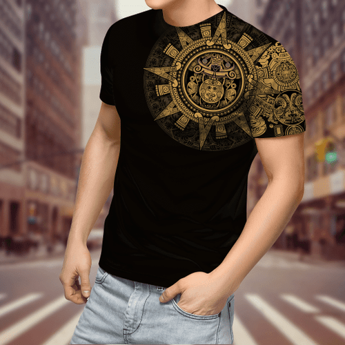 Aztec Mexican Yellow 3D All Over Printed Unisex Shirts no2