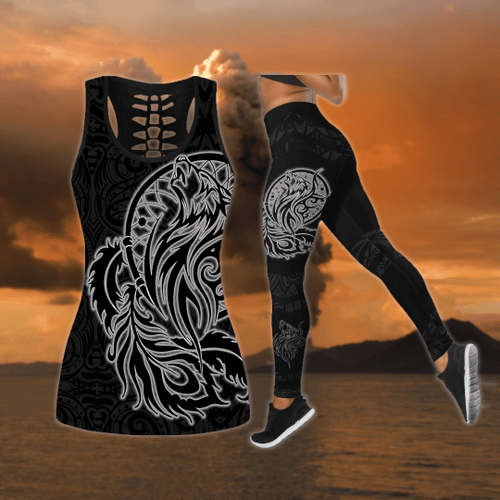 Maori Dream catcher wolf tattoo tank top & leggings outfit for women HHT17072002