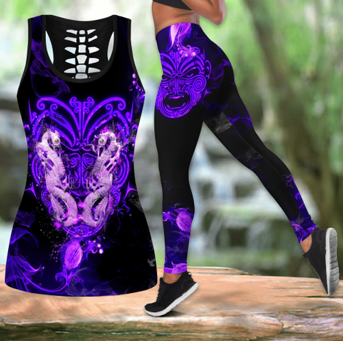 Maori moko manaia new zealand tank top & leggings outfit for women MH0407201