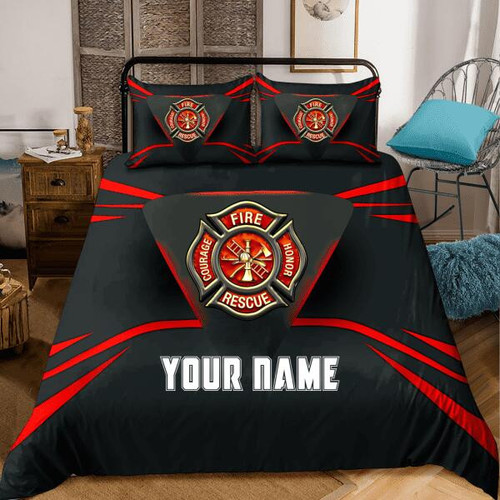 Customize Name And Logo Firefighter Bedding Set