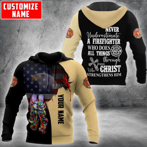 Customize Name Firefighter 3D All Over Printed Unisex Shirts