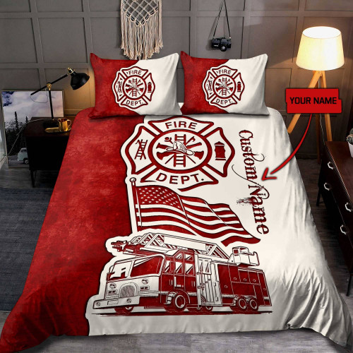 Customize Name Strong Firefighter Bedding Set