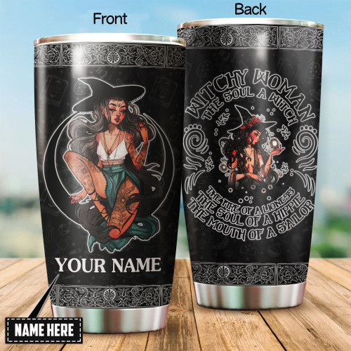 Customize Name Sexy Witch Steel Tumbler