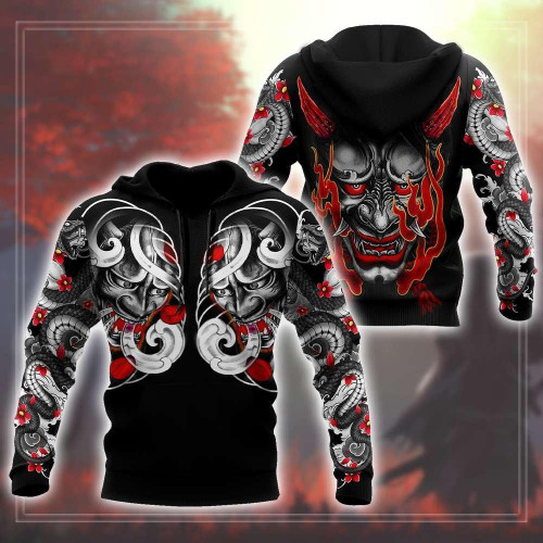 Japan Mask Tattoo 3D All Over Printed Unisex Shirt