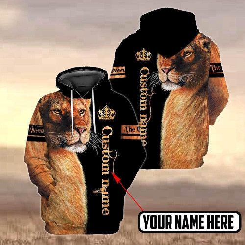 Custom Name Lion Queen 3D All Over Printed Shirt for Women
