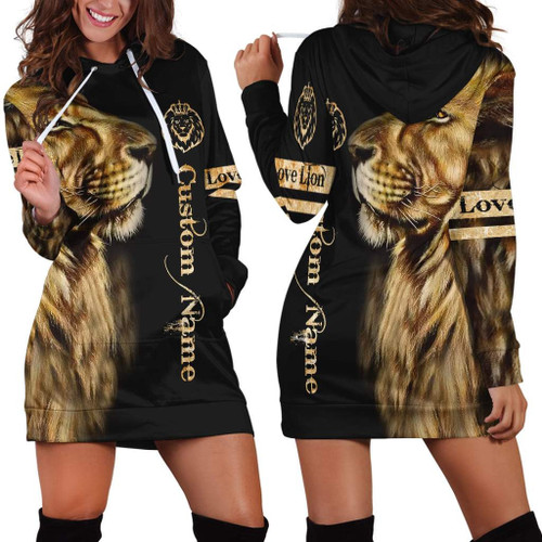 Customize Name King Lion 3D All Over Printed Hoodie Dress