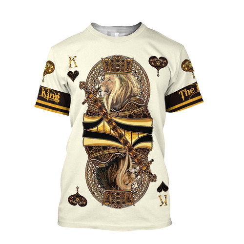 3D Yellow Alpha King Club Lion Poker T-shirt for Men and Women