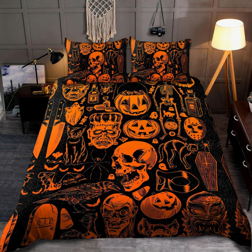 Skull Pumkin Halloween Bedding Set
