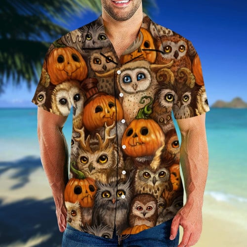 Owl Pumkin Halloween Sleeves Shirt