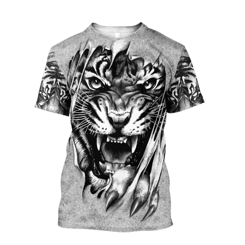 Tiger Tattoo Potrait Tshirt 3D All Over Printed Shirt for Men and Women