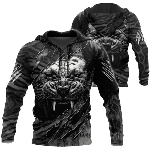 Warrior White Tiger Hoodie Over Printed for Men and Women