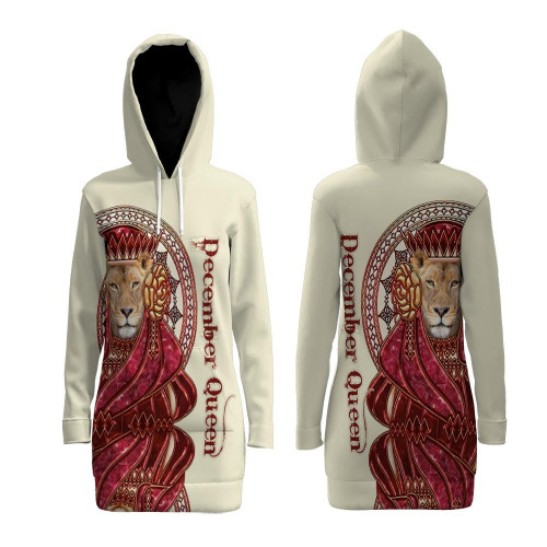 December Queen All Over Printed Hoodie Dress for Women