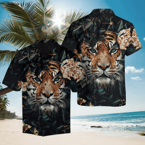 3D Tiger Flower Hawaii Shirt for Men and Women