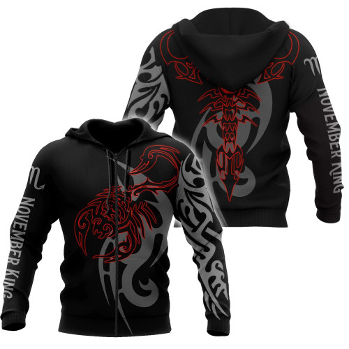 November King Scorpio Tattoo 3D All Over Printed Shirts For Men and Women