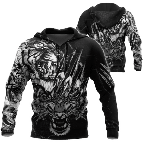 White Tiger 3D Tattoo Over Printed Shirt for Men and Women