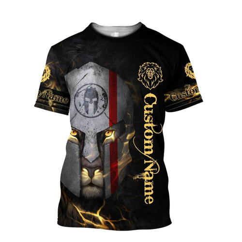 Custom Name The Lion Warrior 3D All Over Printed Tshirt for Men and Women