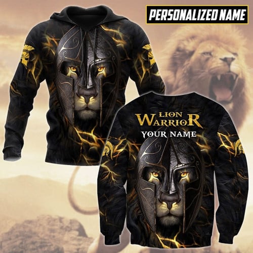 Custom Name Lion Warrior 3D All Over Printed Shirt for Men and Women