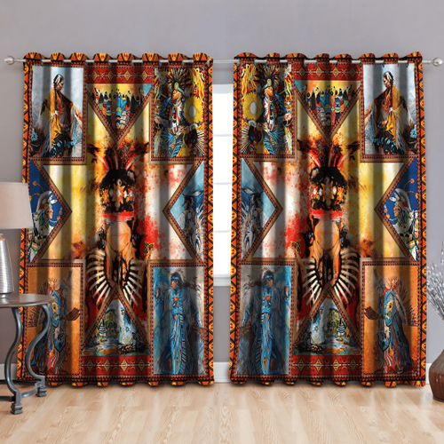 Native American Pow Wow Pattern 3D All Over Printed Window Curtains