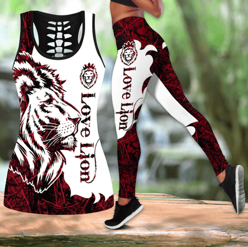 Love Lion 3D All Over Printed Legging + Hollow Tank Combo