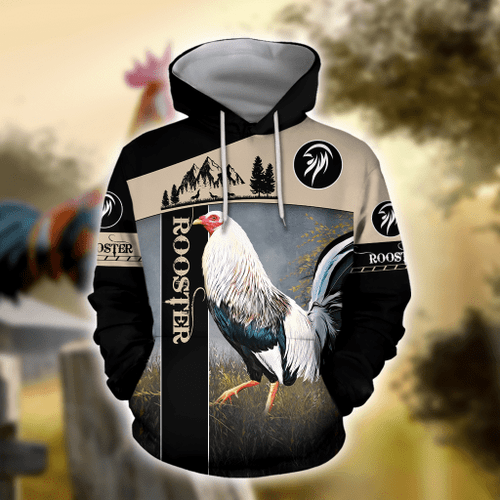 Premium White Rooster Farmer 3D All Over Printed Unisex Shirts