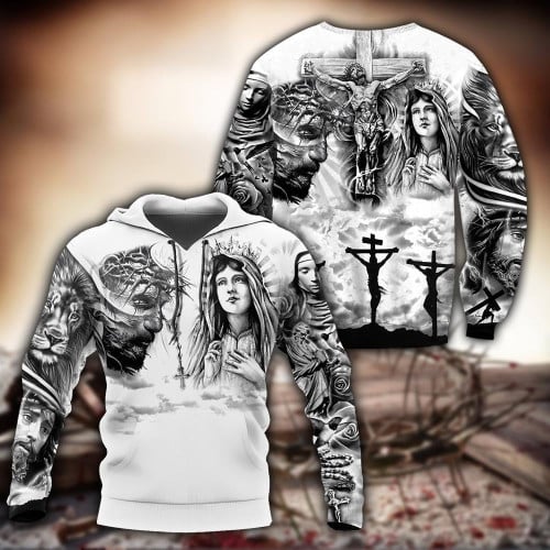 Jesus Christ and Maria Tattoo 3D Printed Hoodie, T-Shirt for Men and Women