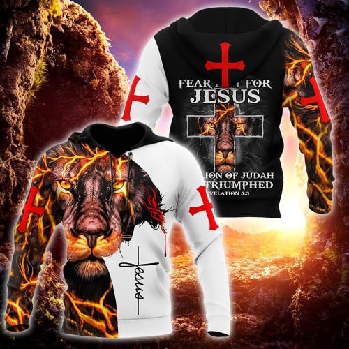 Jesus Christ Fear not for Jesus Lion and Cross 3D Printed Hoodie, T-Shirt for Men and Women
