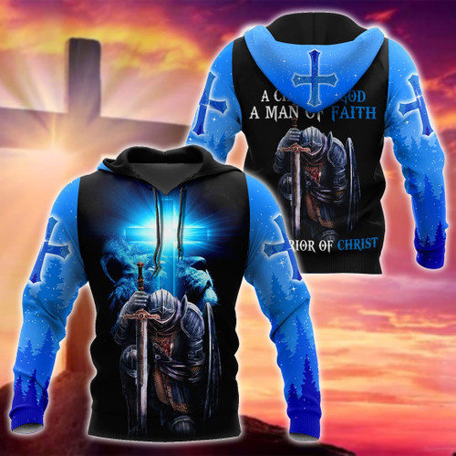 Jesus Christ Lion Blue Cross Child of God Man of Faith Warrior of Christ 3D Printed Hoodie, T-Shirt for Men and Women