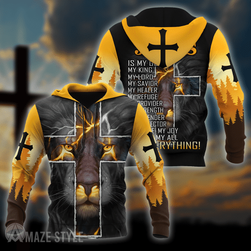 Premium Christian Jesus Easter 3D Yellow Lion All Over Printed Unisex Shirts