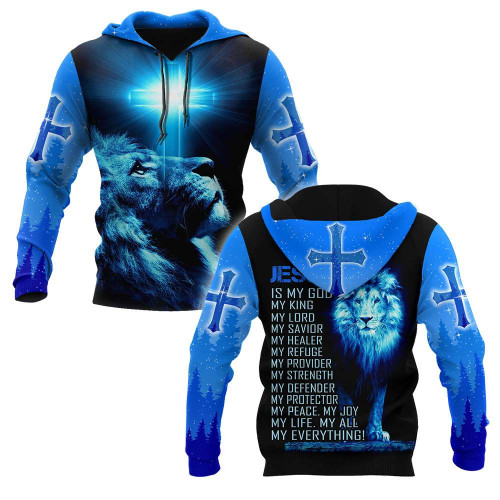God and Lion Blue Cross Christian Jesus 3D Printed Design Apparel Men and Women