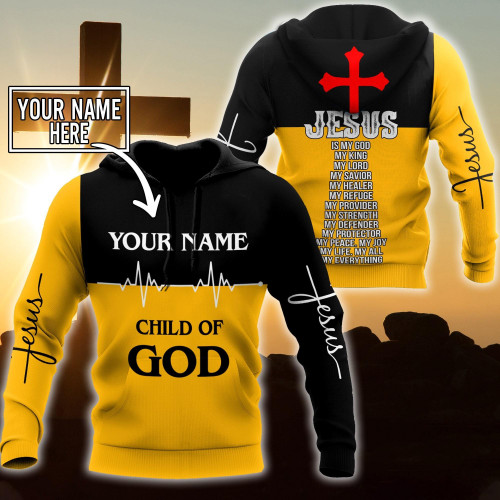 Premium Christian Jesus Personalized Name 3D All Over Printed Unisex Shirts