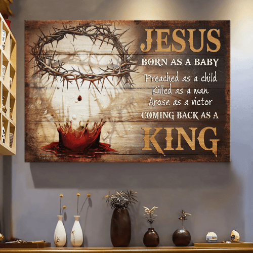 Jesus Born as a baby, coming back as a King Jesus Landscape Canvas Print - Wall Art