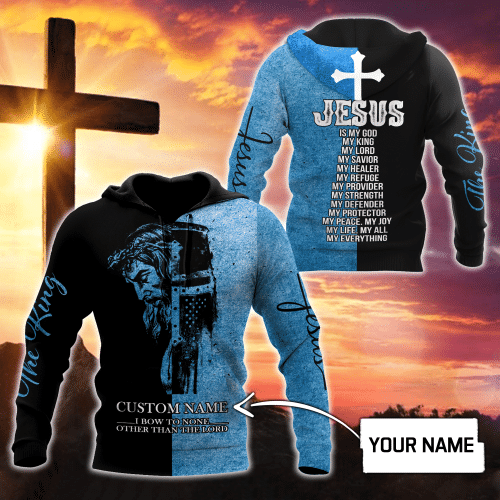 Premium Christian Jesus Bow to None v4 Personalized Name 3D All Over Printed For Men Shirts