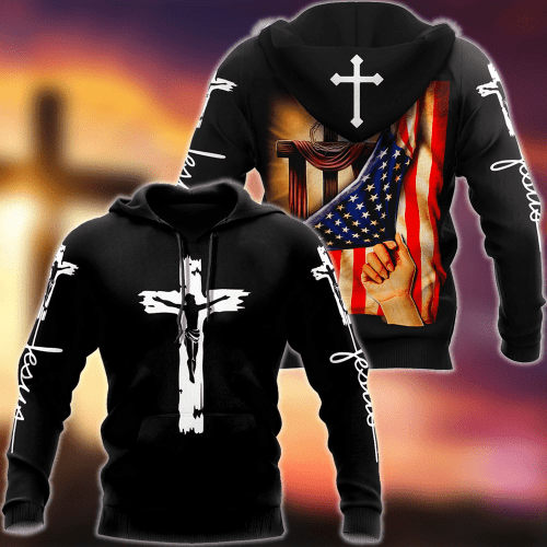 Jesus Christ with Flag One Nation Under God 3D Printed Hoodie, T-Shirt for Men and Women