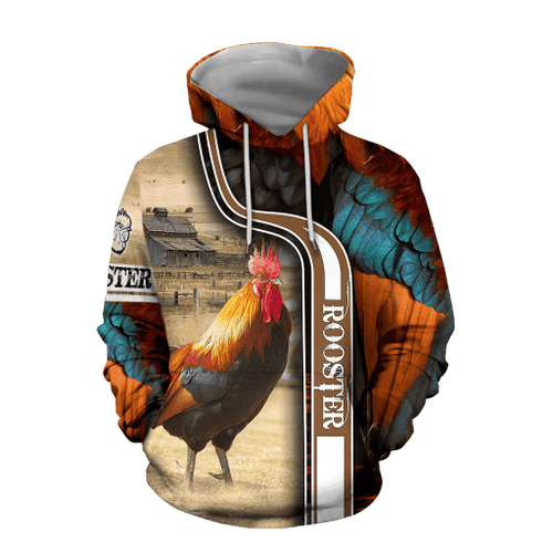 Premium Red Rooster Farmer Skin 3D All Over Printed Unisex Shirts