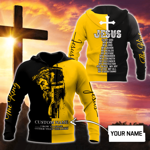Premium Christian Jesus Bow to None v4 Personalized Name 3D All Over Printed For Men Shirts