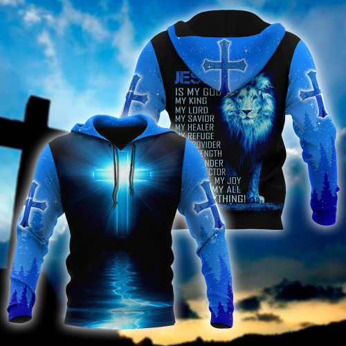 Jesus Christ Blue Cross 3D Printed Hoodie, T-Shirt for Men and Women