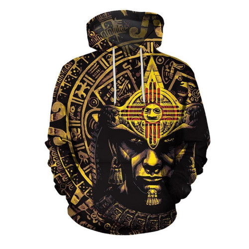 3D All Over Aztec Warrior Mexican Hoodie Yellow TT