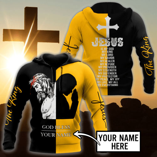 Premium Christian Jesus Bless v8 Personalized Name 3D All Over Printed Unisex Shirts