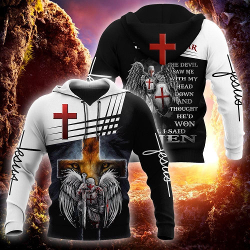 Jesus Christ Cross and Lion Knight Until I Said Amen 3D Printed Hoodie, T-Shirt for Men and Women