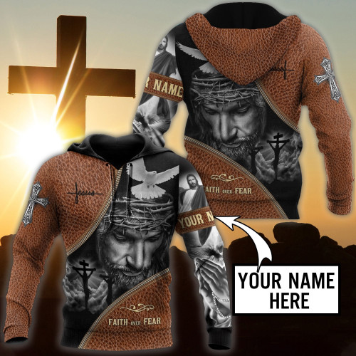 Jesus Christ Cross and Pigeon Personalized Name 3D Printed Hoodie, T-Shirt for Men and Women