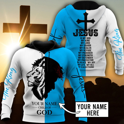 Premium Christian Jesus The King v6 Personalized Name 3D All Over Printed Unisex Shirts