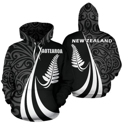 New Zealand Maori Silver Fern Hoodie White PL148