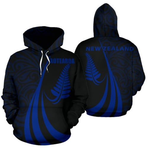 New Zealand Maori Silver Fern Hoodie Blue PL147