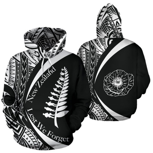New Zealand Lest We Forget Maori Hoodie Circle Style - White PL